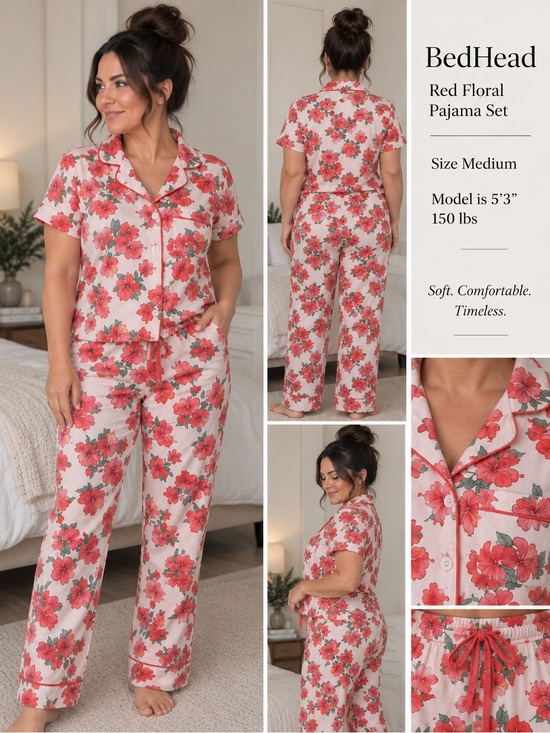 BedHead Other - BedHead Red Floral 2 Piece Pajama Set Top & Pants Size M